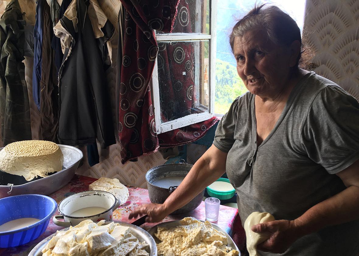 Maro serves lunch at her home in Kichkuldash, Georgia.