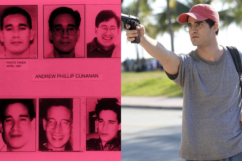 Photo of Andrew Cunanan in real life vs. as played by Darren Criss on FX.