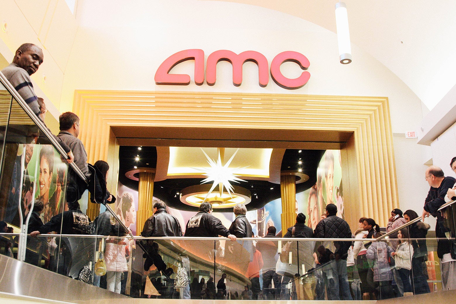People waiting in line at the AMC movie theater on Feb. 14, 2008 in Paramus, New Jersey.