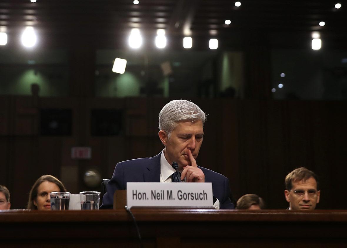 Judge Neil Gorsuch testifies during the third day of his Supreme Court confirmation hearing.
