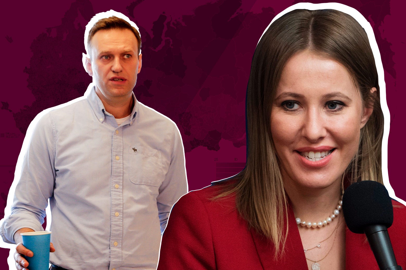 Alexei Navalny and Ksenia Sobchak.