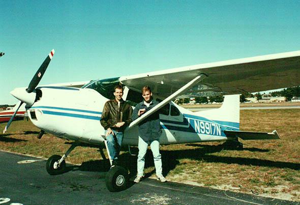 Mark Vanhoenacker (right) with a friend and early flying instruc