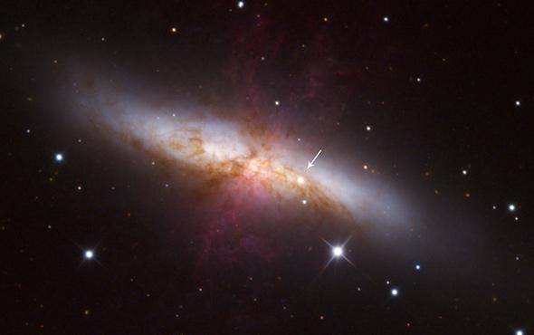 Supernova: Adam Block photo of the exploding star in M82.