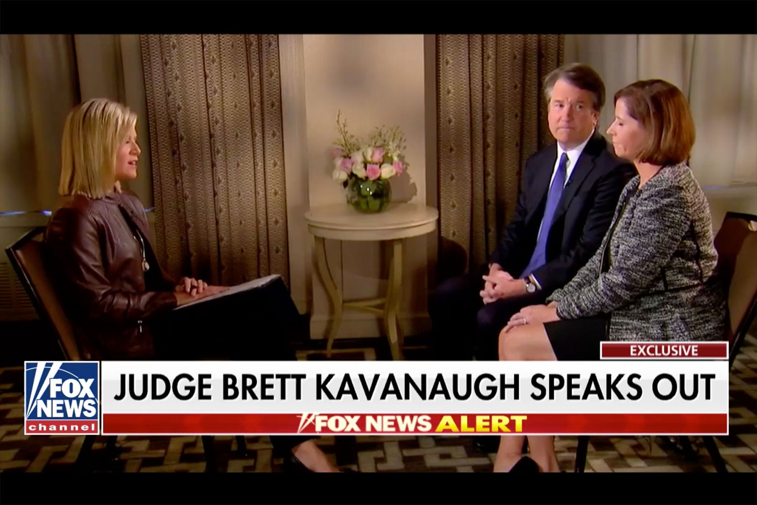 Brett Kavanaugh and his wife in a still from his interview.