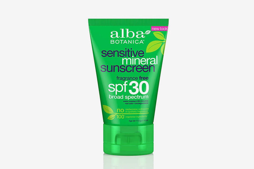 Alba Botanica Sensitive Fragrance Free Mineral Sunscreen.