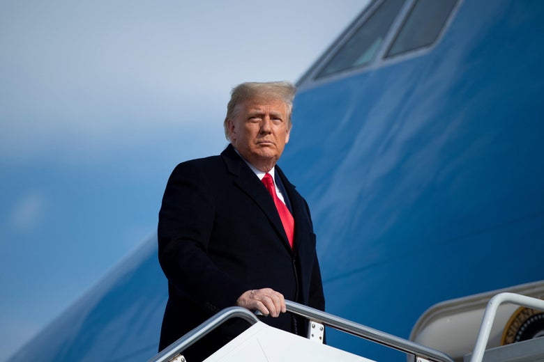 President Donald Trump boards Air Force One at Joint Base Andrews in Maryland on December 12, 2020.