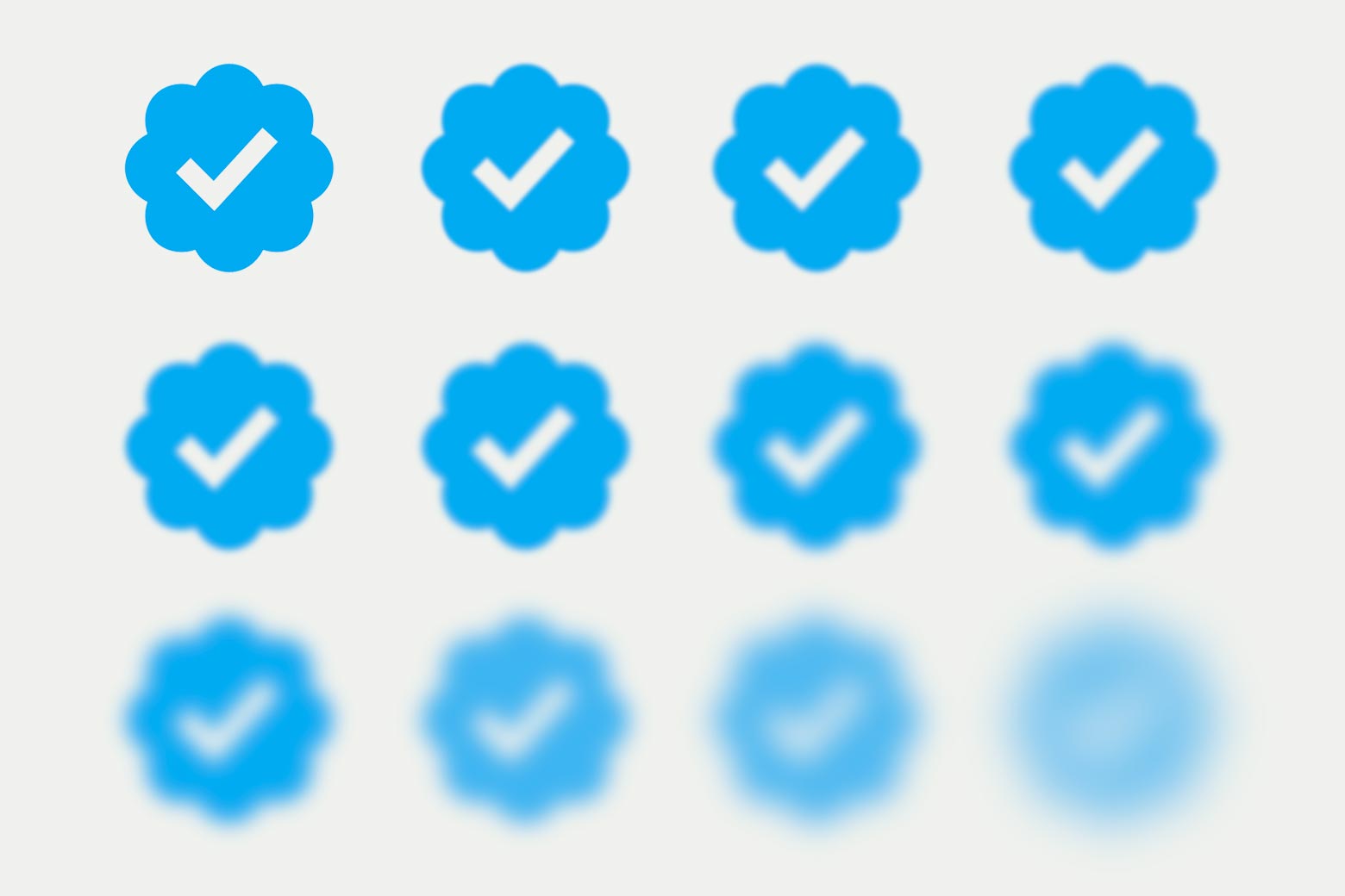 Blurry blue twitter check marks.  