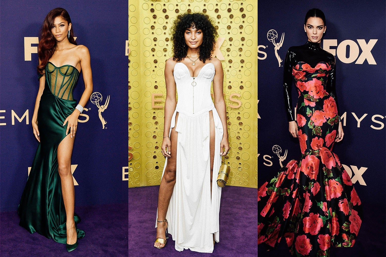 Zendaya, Indya Moore, Kendall Jenner on the Emmys purple carpet.