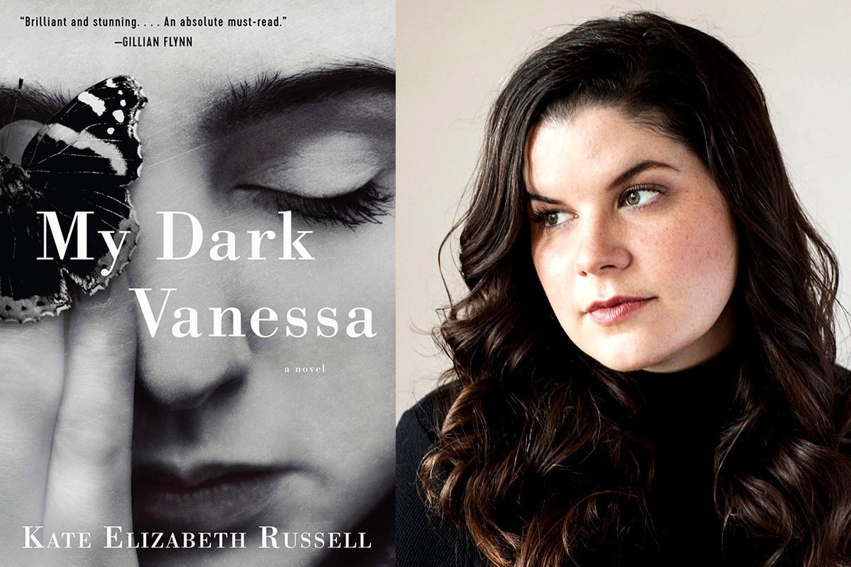 Left: the cover of My Dark Vanessa. Right: Kate Elizabeth Russell.