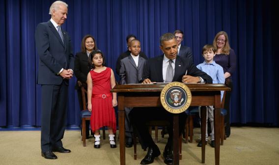 President Obama signs a series of executive orders about the administration's new gun law proposals.