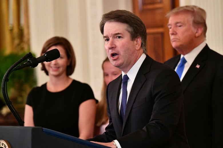 Supreme Court nominee Brett Kavanaugh speaks after US President Donald Trump announced his nomination in the East Room of the White House on July 9, 2018 in Washington, DC. (Photo by MANDEL NGAN / AFP)        (Photo credit should read MANDEL NGAN/AFP/Getty Images)