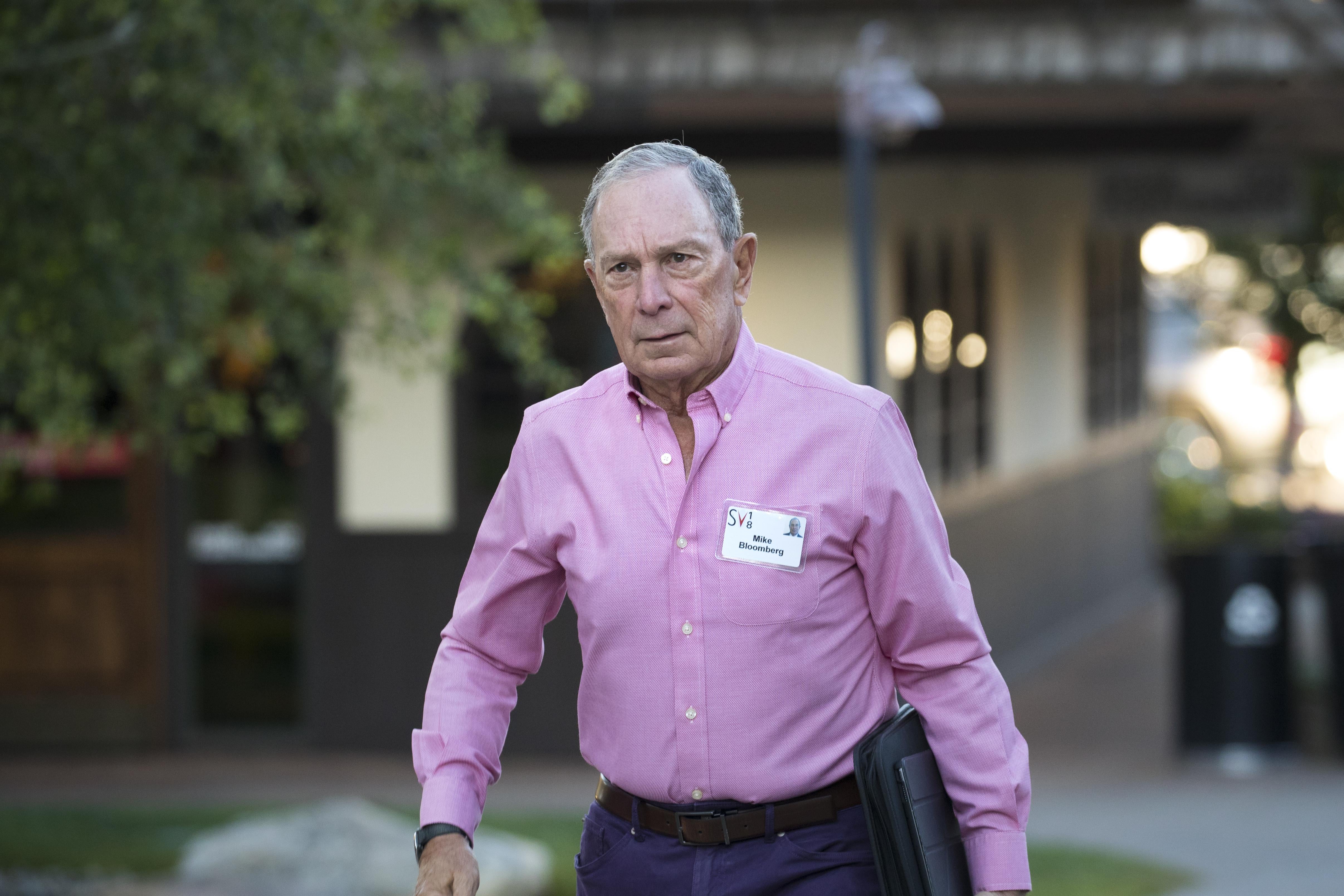 Michael Bloomberg arrives for a morning session of the annual Allen & Company Sun Valley Conference, on July 11, 2018 in Sun Valley, Idaho. 