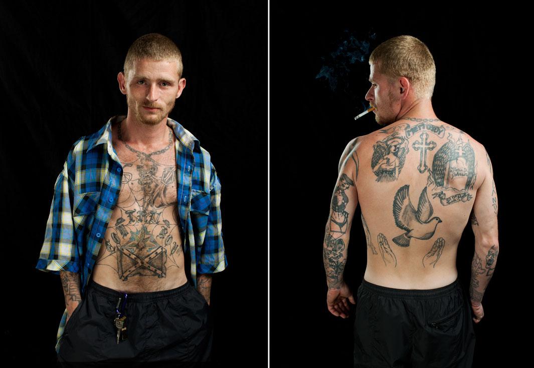 10:28 David After the photos, David wanted to make sure his new tattoo in honor of his grandmother wasn't marked by the artist. Unfortunately, next to the flames were two tiny SS bolts left by the neo nazi tattoo artist.