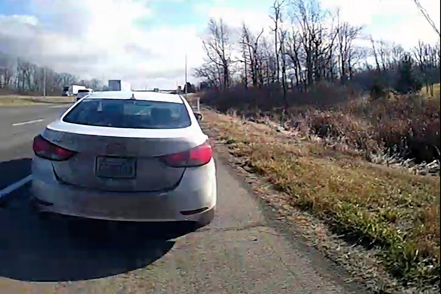 Kohberger's white Hyundai Elantra at a traffic stop.