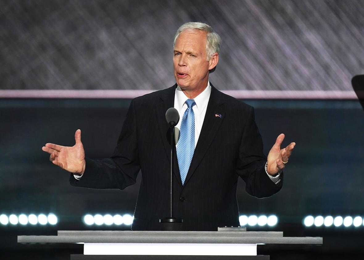 US Senator Ron Johnson speaks during the second day of the Republican National Convention at the Quicken Loans Arena in Cleveland on July 19, 2016.