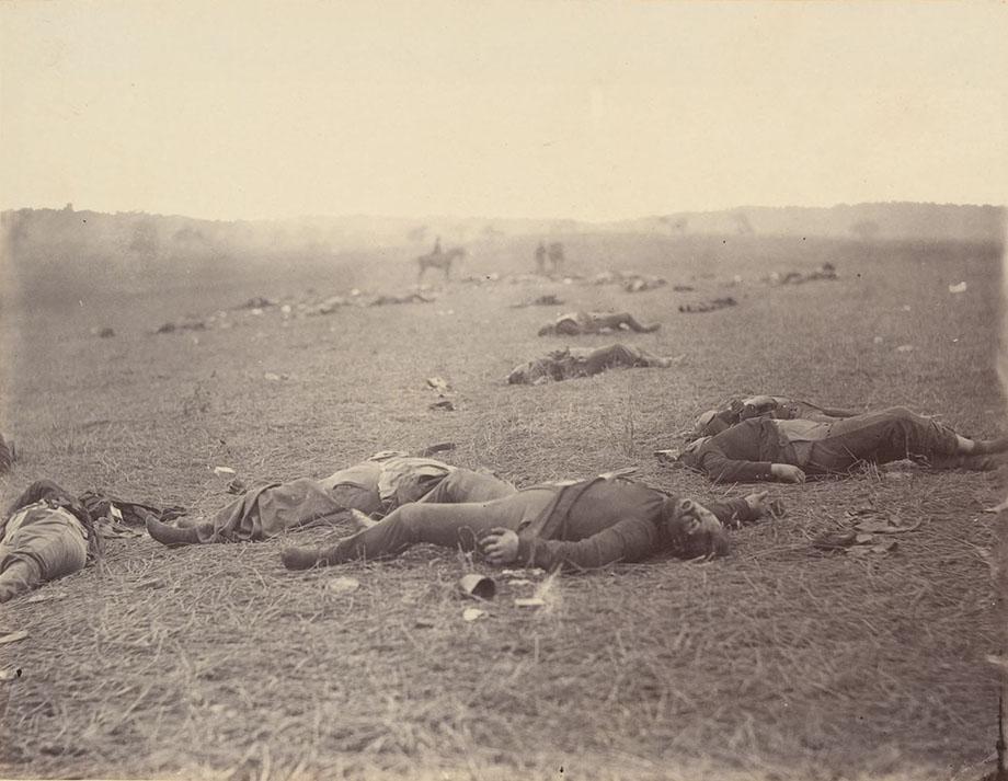 A Harvest of Death, Gettysburg, July 1863. Albumen silver print.
