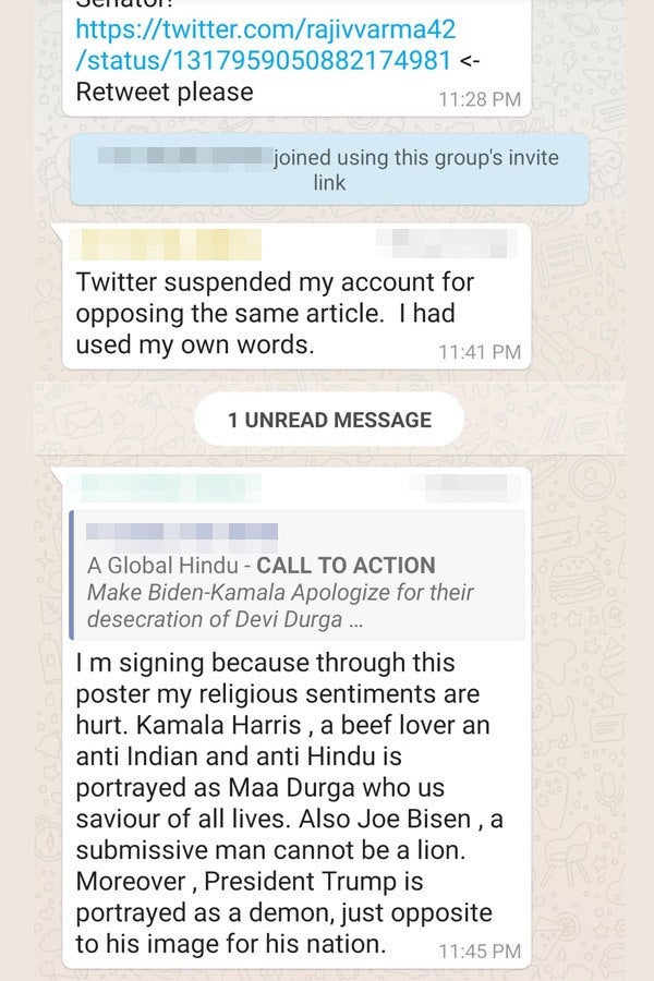 A screenshot of a WhatsApp group chat