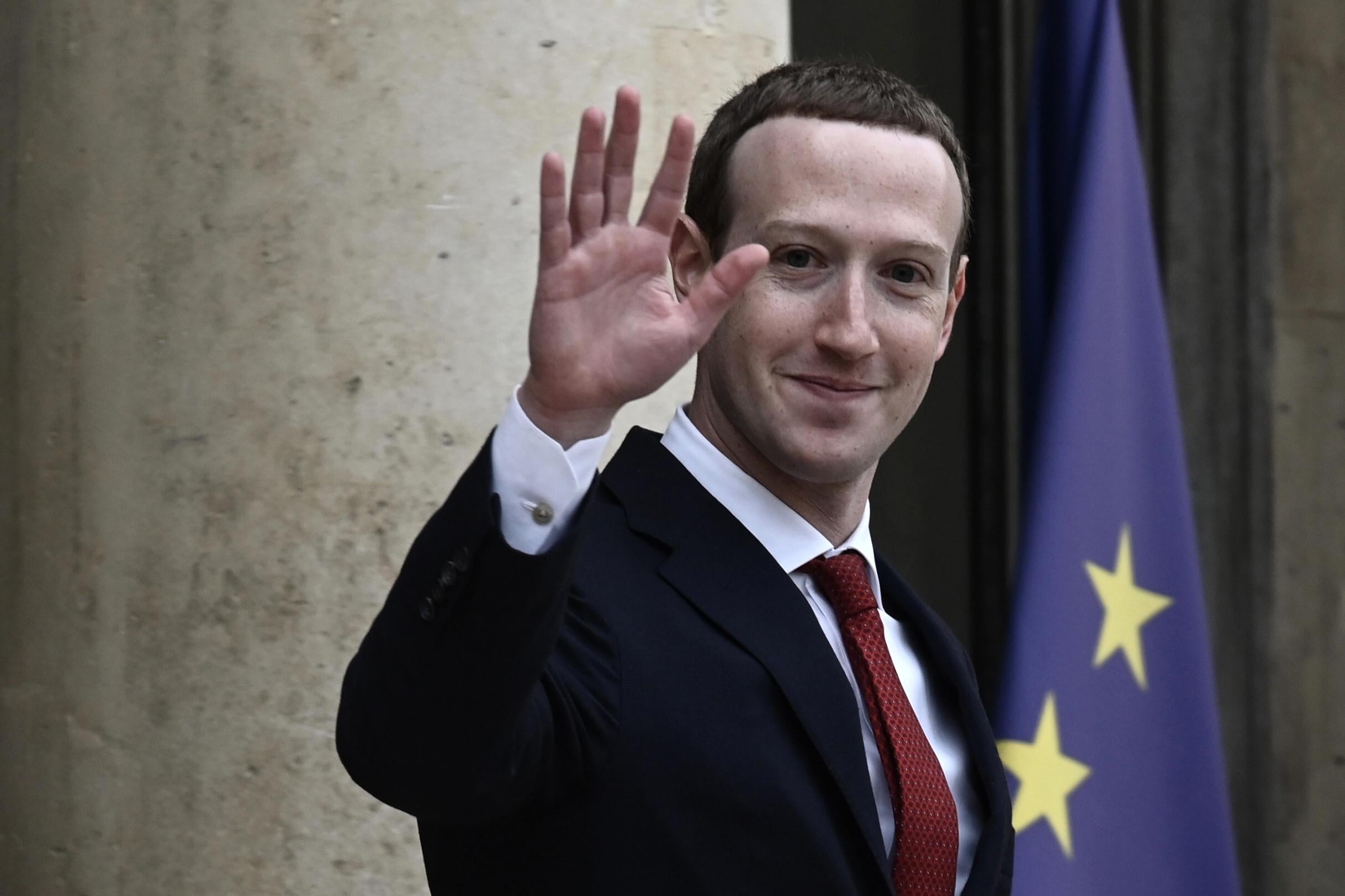 Facebook chief Mark Zuckerberg as he leaves the Elysee Palace in Paris on May 10, 2019.