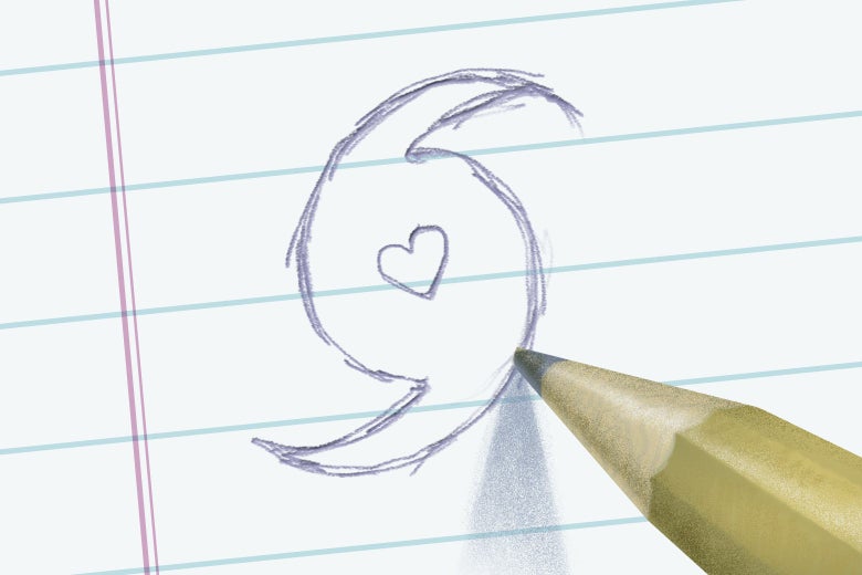 Illustration of a pencil-drawn hurricane with a heart as the eye.