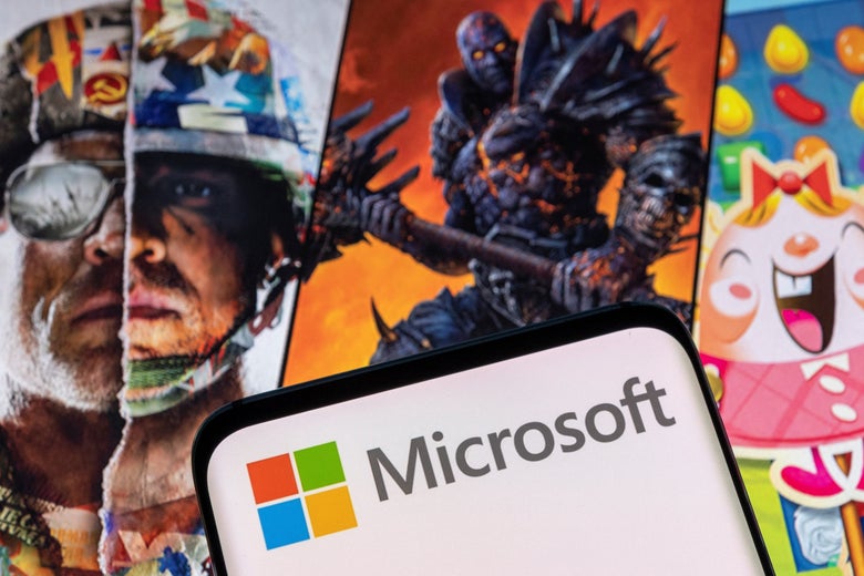 A Microsoft seen with several characters from popular Activision games.