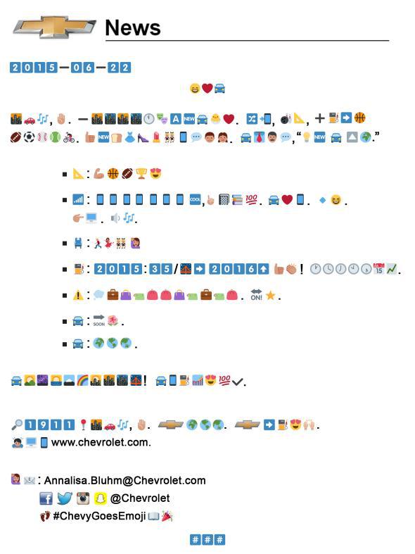 General Motors Chevy All Emoji Press Release Misses The Mark