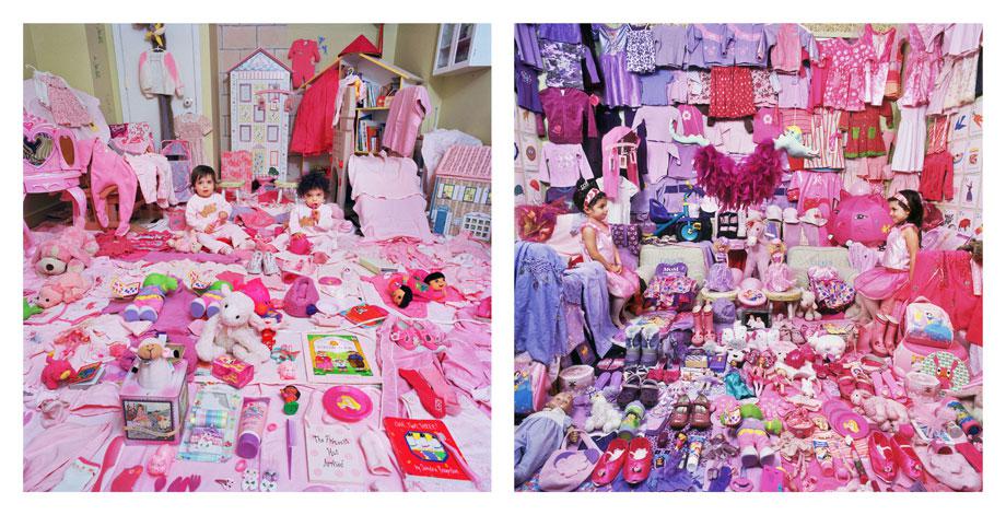 "The Pink Project I" Lauren & Carolyn and Their Pink Things, 2006 (l) "The Pink Project II" Lauren & Carolyn and Their Pink & Purple Things, 2009 