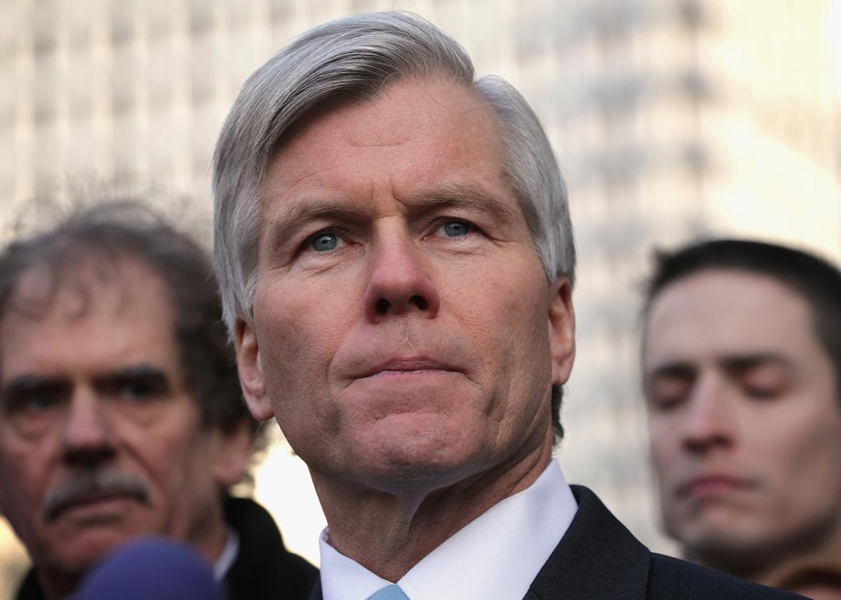 Former Virginia Governor Robert McDonnell pauses as he speaks to members of the media outside U.S. District Court for the Eastern District of Virginia after his sentencing was announced by a federal judge January 6, 2015, in Richmond, Virginia.  
