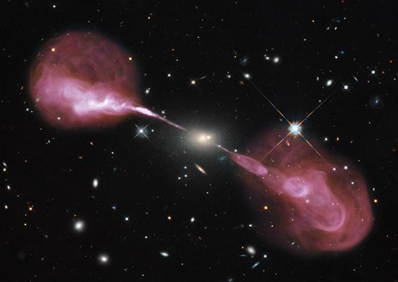 THercules A, a galaxy blasting out matter at high speed.