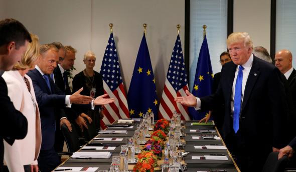 U.S. President Donald Trump meets the European Council