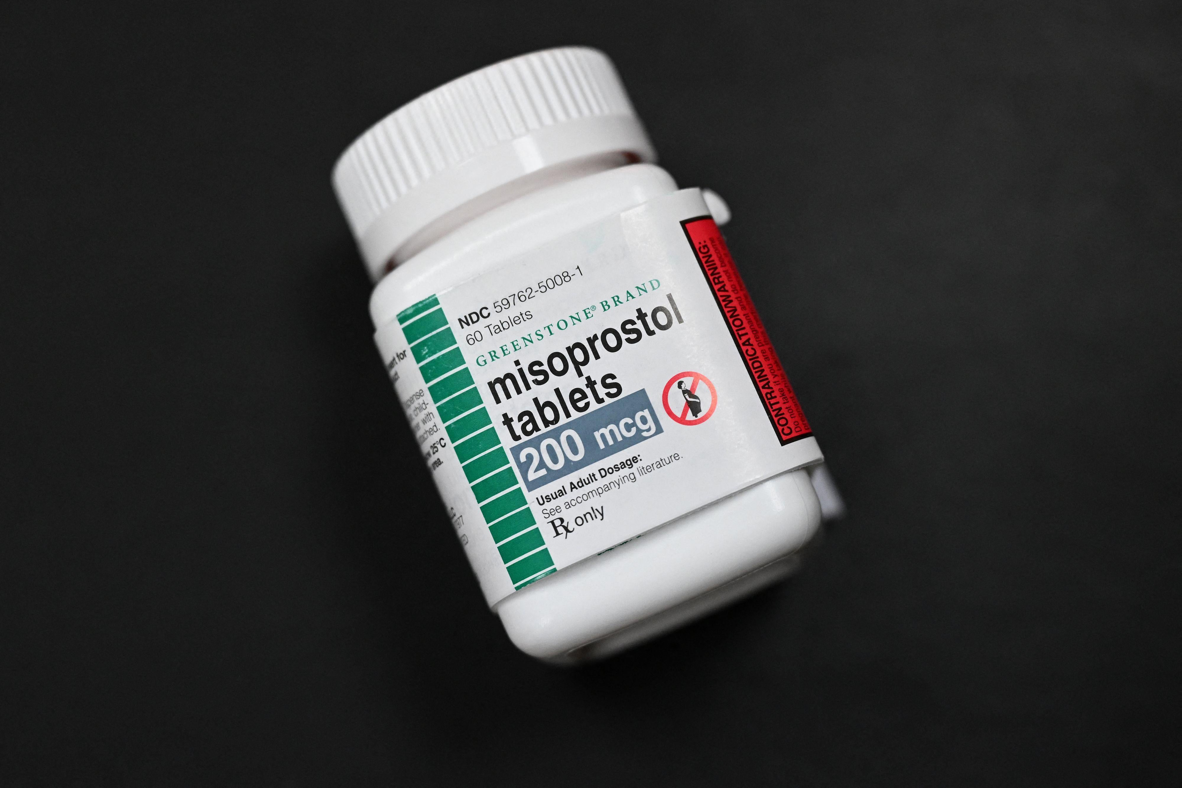 A white bottle of Misoprostol tablets.