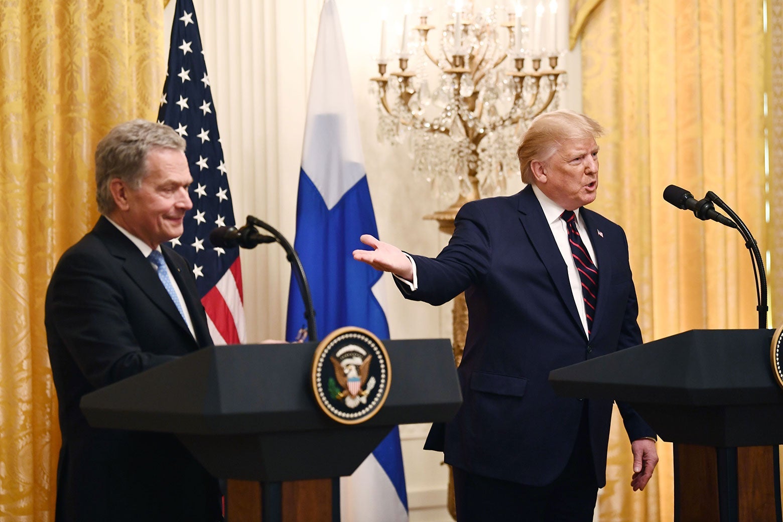 Finnish President Sauli Niinistö and U.S. President Donald Trump at the White House in Washington on Wednesday.