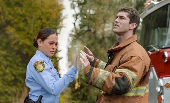 Natalie Martinez and Josh Carter in Under the Dome.