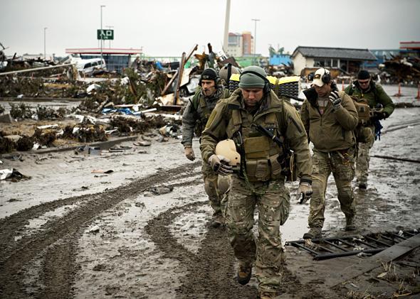 Members of the 320th Special Tactics Squadron, Sendai Airport