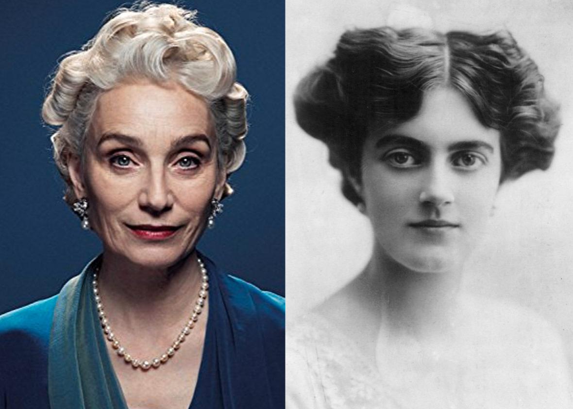 Kristin Scott Thomas as Clementine Churchill in Darkest Hour vs. the real Mrs. Churchill.