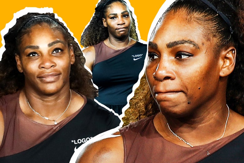 Serena Williams looking frustrated.