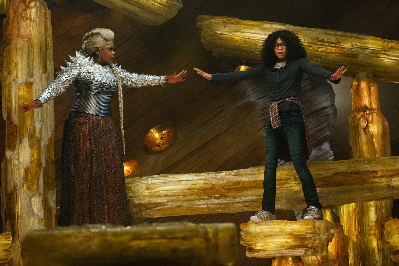Oprah Winfrey as Mrs. Which and Storm Reid as Meg Murry in Disney’s A Wrinkle in Time.