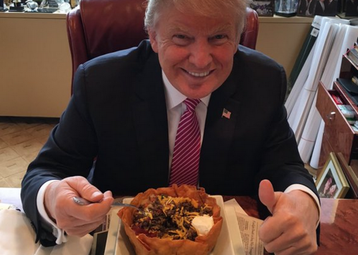 Donald Trump Eats A Taco Bowl So Deep Is His Love For Hispanics 0753