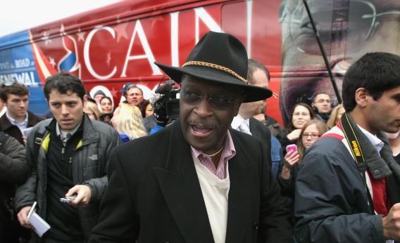Republican presidential candidate businessman Herman Cain following a campaign stop in Ypsilanti, Mich.