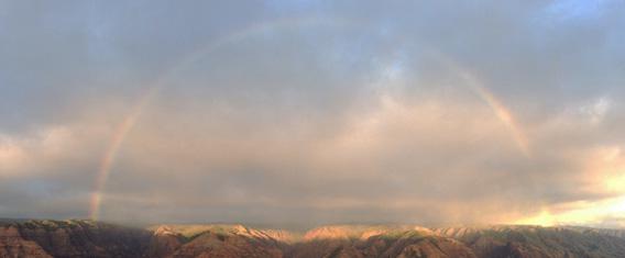 Rainbow over the Waimea Canyon in Hawaii. Photo by Rick Mann.