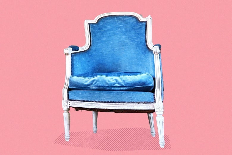 A blue chair. 
