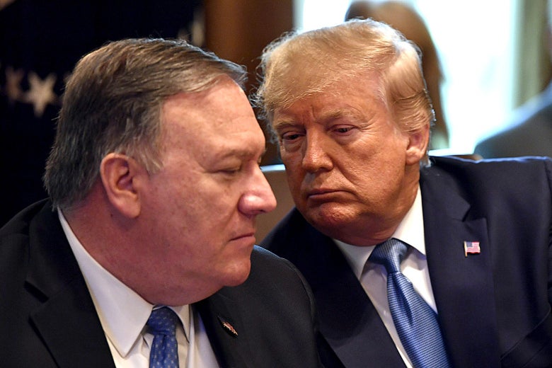Mike Pompeo and Donald Trump.
