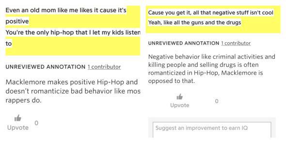 Screengrab of the annotations for “White Privilege II” on Genius.