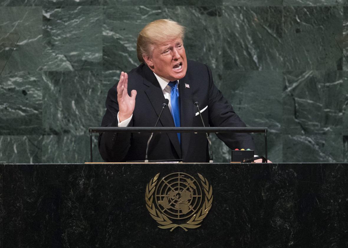 President Donald Trump addresses the United Nations General Assembly at UN