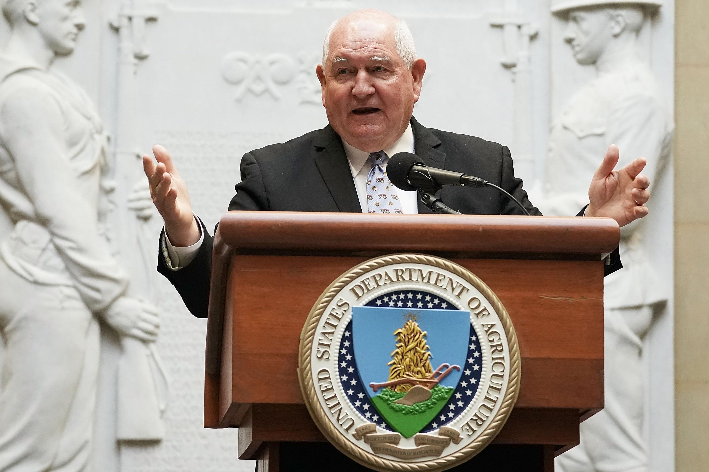 Secretary of Agriculture Sonny Perdue speaks during a forum April 18, 2018 in Washington, D.C. 