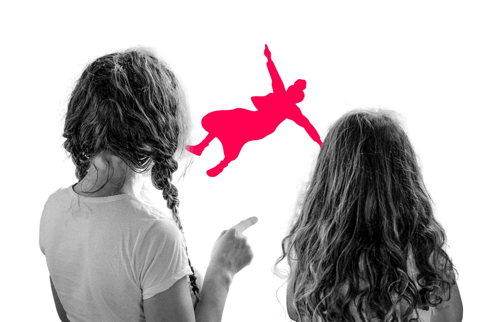 Two kids look at an older woman who's fallen down.