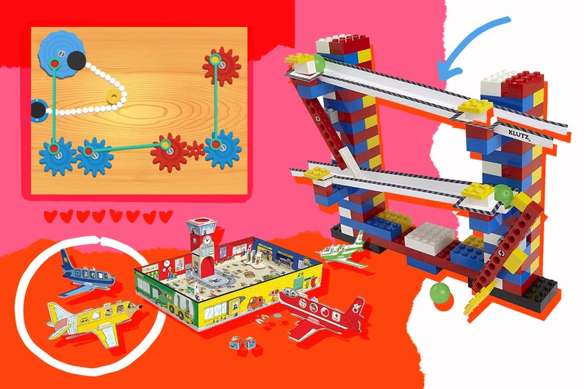 Toys for kids who love cars, airplanes, and machines.