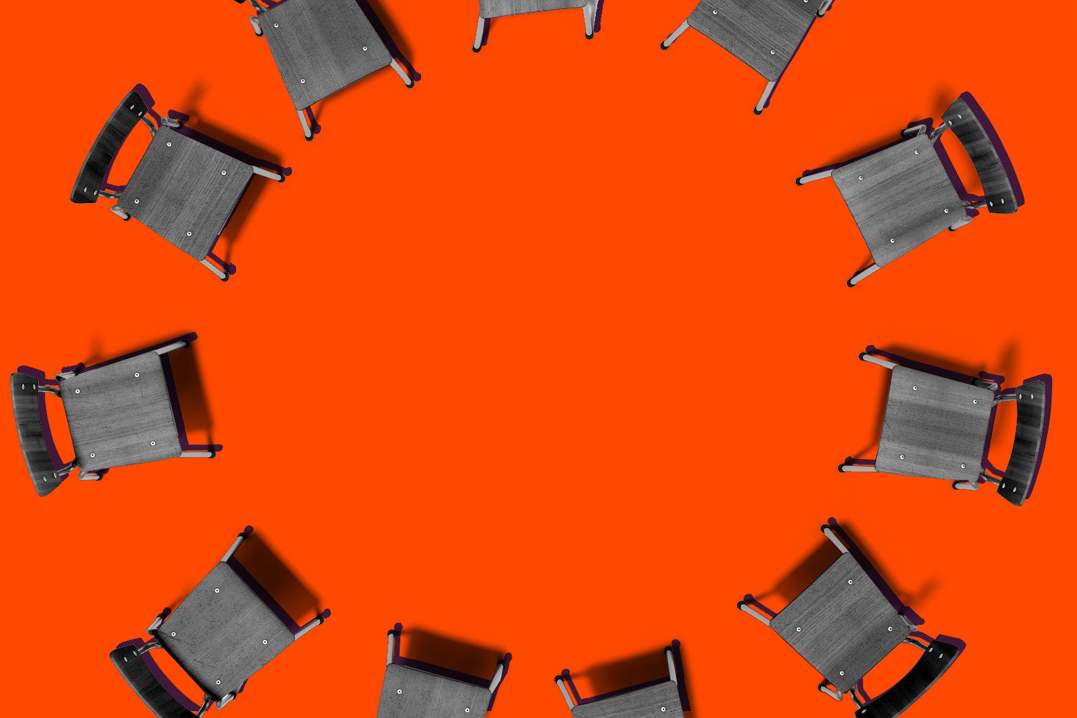 Chairs in a circle for a meeting.