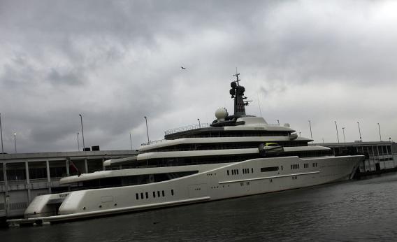 The Eclipse, reported to be the largest private yacht in the world, is docked at a pier in New York on Feb. 19, 2013, in New York City.