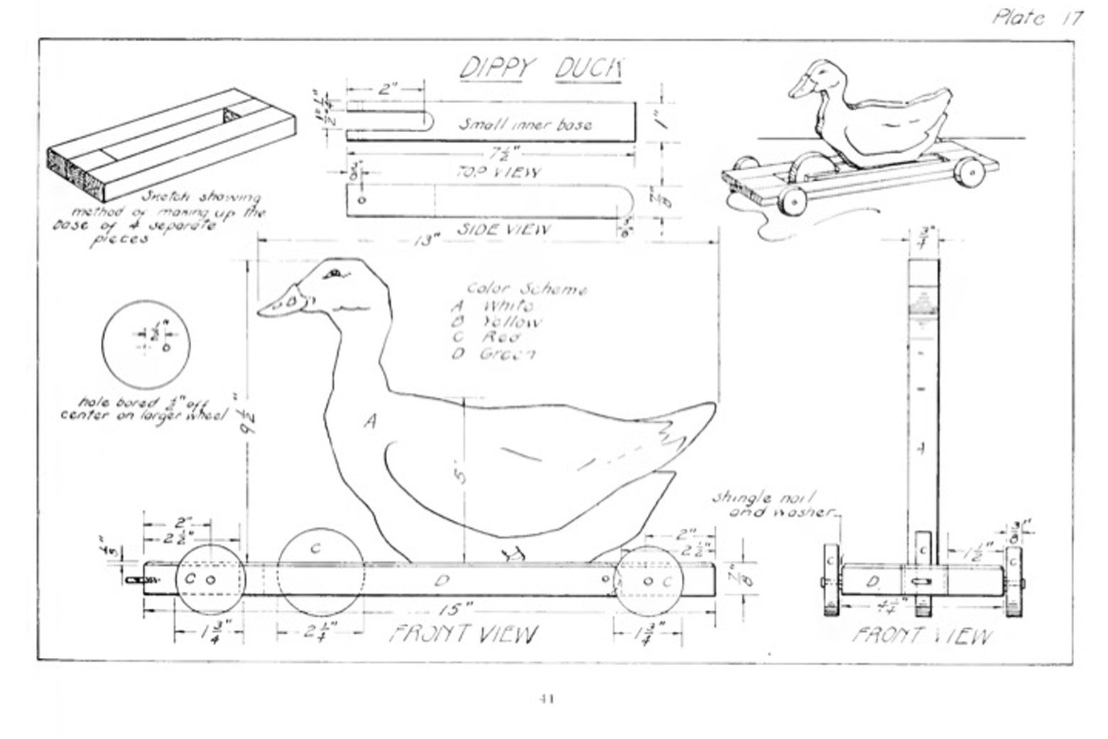 Diagram page of a Dippy Duck schematic from Toy Craft (1922)