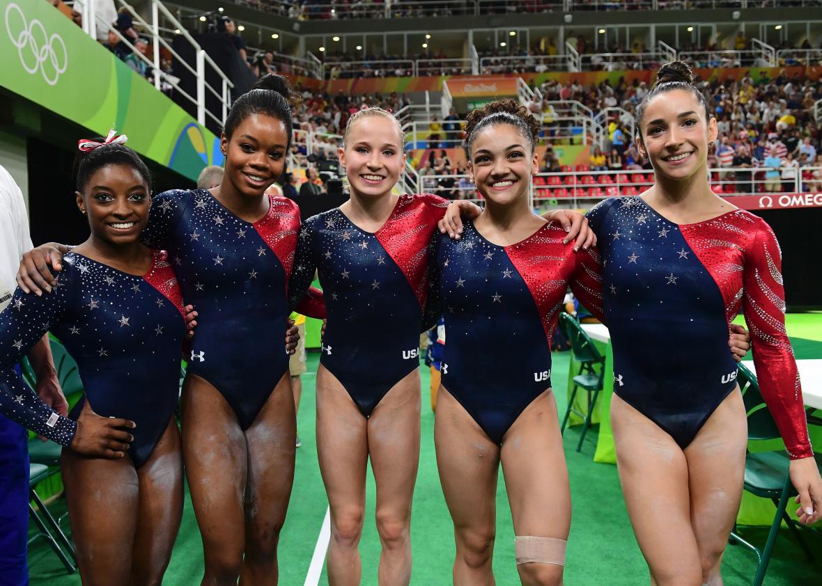 The U.S. women's gymnastics team's first 2016 Olympics leotard